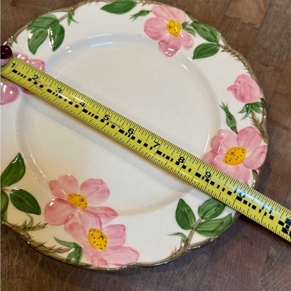 2 Vintage 1950’s Franciscan Desert Rose 10.5 Floral Dinner Plates Pink and Green - Picture 10 of 10